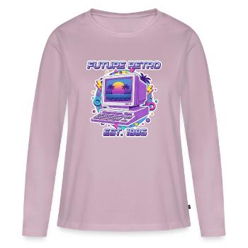Future Retro 1985 – Conception informatique vintage - T-shirt manches longues Premium bio Femme - rose poudré - Devant - Julia (174cm)