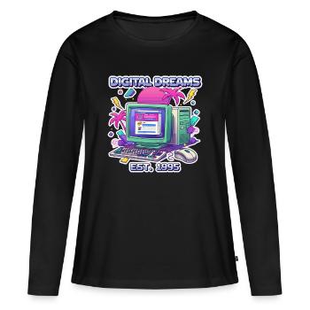 Digital Dreams 1995 – Vintage PC Design - Frauen Premium Bio Langarmshirt - Schwarz - Vorne - Julia (174cm)