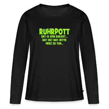 Ruhrpott - Dat hat wat mittn Herz zu tun - Frauen Premium Bio Langarmshirt - Schwarz - Vorne - Julia (174cm)