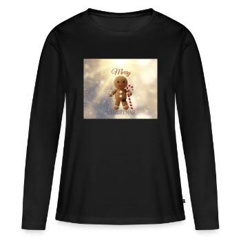Noël du bonhomme en pain d’épices avec des cannes d’orge d’orge - T-shirt manches longues Premium bio Femme - noir - Devant - Julia (174cm)