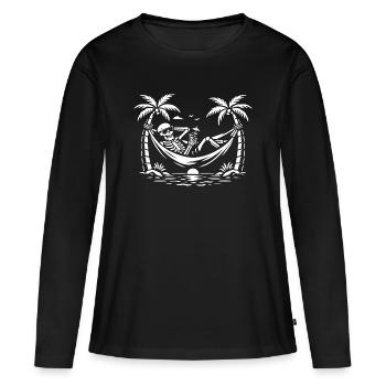 Paradis du Hamac Squelette - T-shirt manches longues Premium bio Femme - noir - Devant - Julia (174cm)
