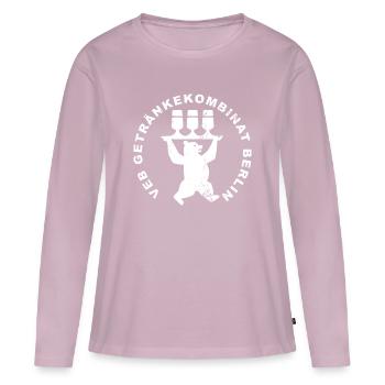 DDR-VEB Getränkekombinat-Berlin - T-shirt manches longues Premium bio Femme - rose poudré - Devant - Julia (174cm)