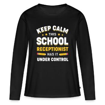 Réceptionniste Réceptionniste scolaire - T-shirt manches longues Premium bio Femme - noir - Devant - Julia (174cm)