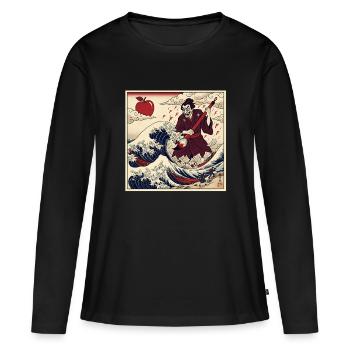 F Notes du professeur samouraï Vague de tsunami - T-shirt manches longues Premium bio Femme - noir - Devant - Julia (174cm)
