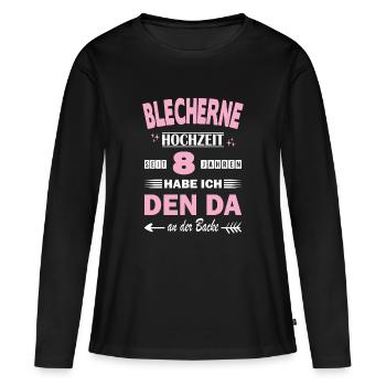 Tin Wedding 8 Wedding Anniversary Anniversary Wife - Women's Premium Organic Long Sleeve Shirt - black - Front - Julia (174cm)