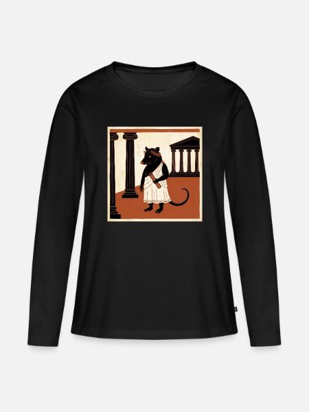 Römische Ratte Im Toga In Der Antike - Frauen Premium Bio Langarmshirt - Schwarz