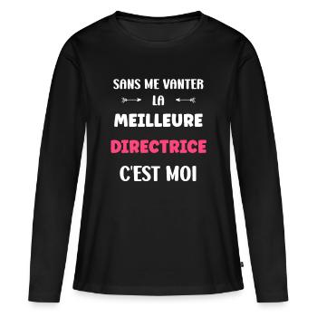 Directrice - T-shirt manches longues Premium bio Femme - noir - Devant - Julia (174cm)