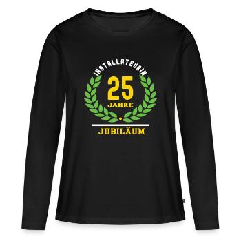 Anniversaire du plombier 25 ans 25e - T-shirt manches longues Premium bio Femme - noir - Devant - Julia (174cm)