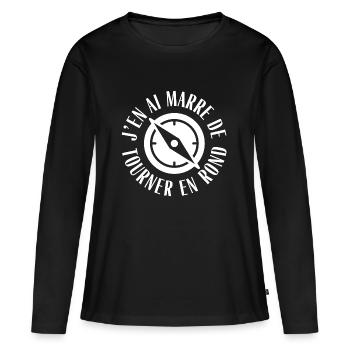 J'en ai marre de tourner en rond - T-shirt manches longues Premium bio Femme - noir - Devant - Julia (174cm)