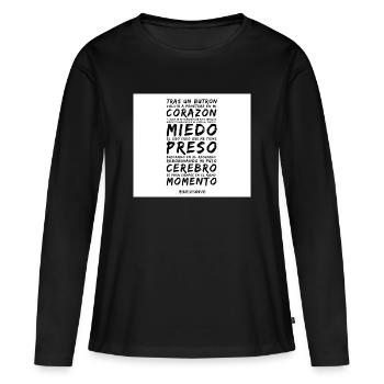 Herz und Angst im Vers - Frauen Premium Bio Langarmshirt - Schwarz - Vorne - Julia (174cm)