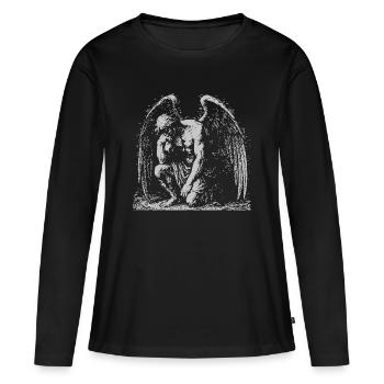 L’ange ailé déchu en contemplation - T-shirt manches longues Premium bio Femme - noir - Devant - Julia (174cm)