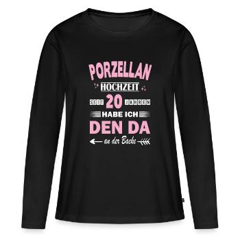 Porcelain Wedding 20th Wedding Anniversary Anniversary Marriage - Women's Premium Organic Long Sleeve Shirt - black - Front - Julia (174cm)