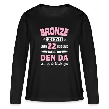 Bronze Wedding 22 Wedding Anniversary Anniversary Wife - Women's Premium Organic Long Sleeve Shirt - black - Front - Julia (174cm)