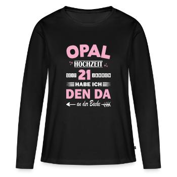 Opal Wedding 21 Wedding Anniversary Anniversary Wife - Women's Premium Organic Long Sleeve Shirt - black - Front - Julia (174cm)