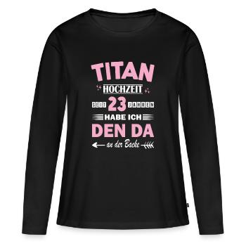Mariage en titane 23e anniversaire de mariage épouse - T-shirt manches longues Premium bio Femme - noir - Devant - Julia (174cm)
