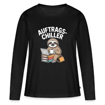 Commander Chiller Commander Chiller Bureau Sloth - T-shirt manches longues Premium bio Femme - noir - Devant - Julia (174cm)