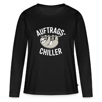 Commander Chiller Commander Chiller Bureau Sloth - T-shirt manches longues Premium bio Femme - noir - Devant - Julia (174cm)