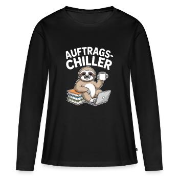 Commander Chiller Commander Chiller Bureau Sloth - T-shirt manches longues Premium bio Femme - noir - Devant - Julia (174cm)
