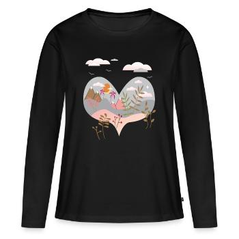 Paysage - T-shirt manches longues Premium bio Femme - noir - Devant - Julia (174cm)