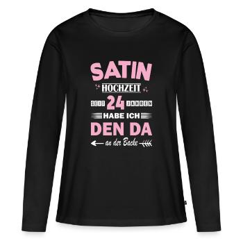 Satin Wedding 24th Wedding Anniversary Anniversary Wife - Women's Premium Organic Long Sleeve Shirt - black - Front - Julia (174cm)