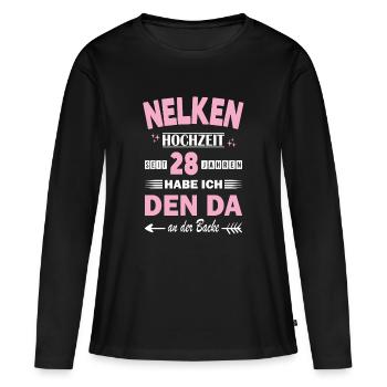 Mariage Œillet 28e anniversaire de mariage Épouse - T-shirt manches longues Premium bio Femme - noir - Devant - Julia (174cm)