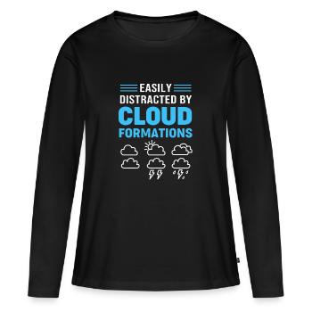 Météorologue en météorologie, tempête et tornade, météorologique - T-shirt manches longues Premium bio Femme - noir - Devant - Julia (174cm)