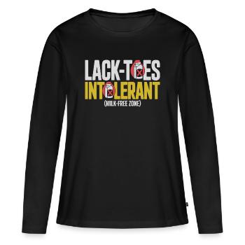  Lack Toes Intolerant Milk Free Zone - Frauen Premium Bio Langarmshirt - Schwarz - Vorne - Julia (174cm)