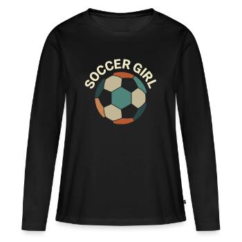 Soccer Girl – Retro Fußball - Women's Premium Organic Long Sleeve Shirt - black - Front - Julia (174cm)