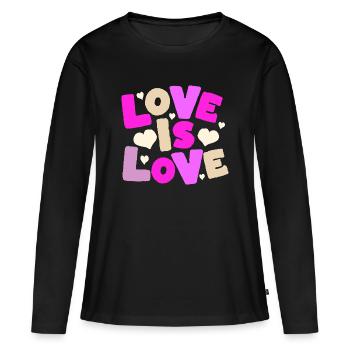 L’amour est l’amour – Déclaration de cœur colorée - T-shirt manches longues Premium bio Femme - noir - Devant - Julia (174cm)