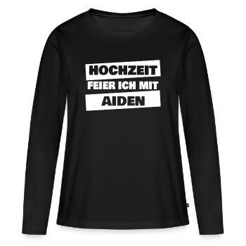 Aiden pour l’enterrement de vie de garçon - T-shirt manches longues Premium bio Femme - noir - Devant - Julia (174cm)