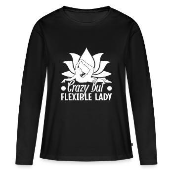 Passionnés de Pilates Dame folle mais flexible - T-shirt manches longues Premium bio Femme - noir - Devant - Julia (174cm)