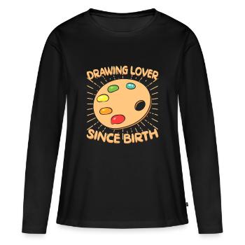 Artiste, peintre, Passionné de graphisme, Talents d’art Offerts - T-shirt manches longues Premium bio Femme - noir - Devant - Julia (174cm)