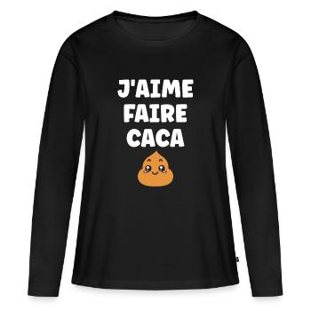 caca - T-shirt manches longues Premium bio Femme - noir - Devant - Julia (174cm)