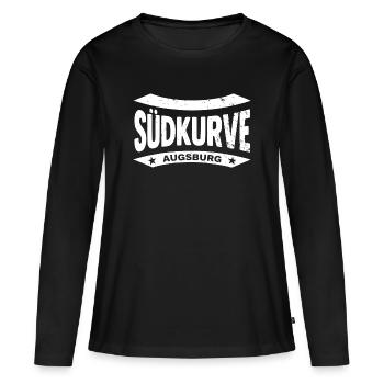 Sweat à capuche du stade Augsburg Südkurve, T-shirt, oreiller - T-shirt manches longues Premium bio Femme - noir - Devant - Julia (174cm)