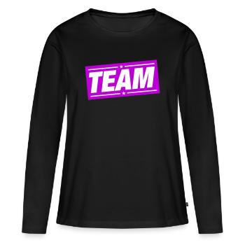 Conception d’équipe - T-shirt manches longues Premium bio Femme - noir - Devant - Julia (174cm)