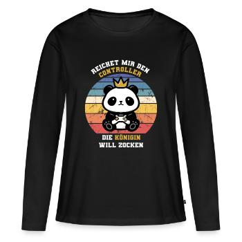 Königin will zocken - Frauen Premium Bio Langarmshirt - Schwarz - Vorne - Julia (174cm)