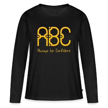 ABC - Toujours être confiant - T-shirt manches longues Premium bio Femme - noir - Devant - Julia (174cm)