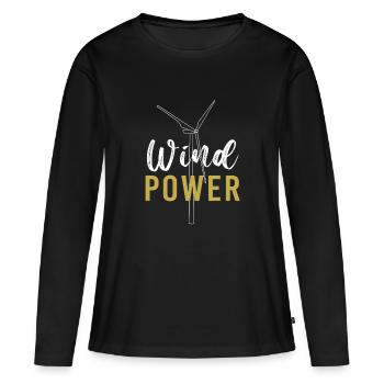 Éolienne, énergie éolienne, énergie éolienne - T-shirt manches longues Premium bio Femme - noir - Devant - Julia (174cm)