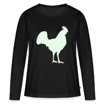 Silhouette du coq - T-shirt manches longues Premium bio Femme - noir - Devant - Julia (174cm)