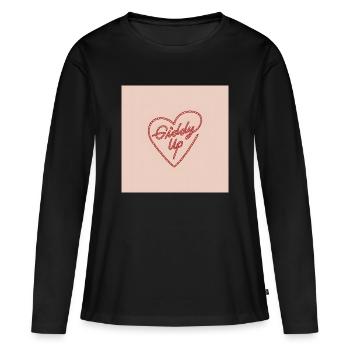 Cœur Éveillé - T-shirt manches longues Premium bio Femme - noir - Devant - Julia (174cm)