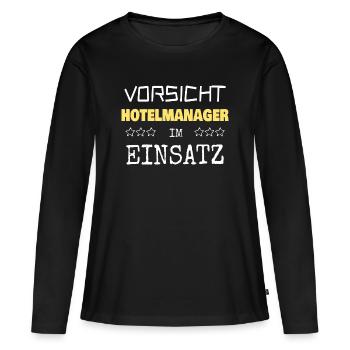 Nomination de directeur d’hôtel - T-shirt manches longues Premium bio Femme - noir - Devant - Julia (174cm)
