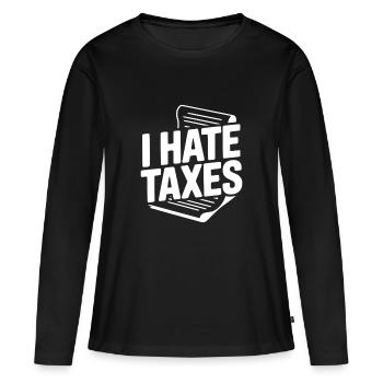 Je déteste les impôts - T-shirt manches longues Premium bio Femme - noir - Devant - Julia (174cm)