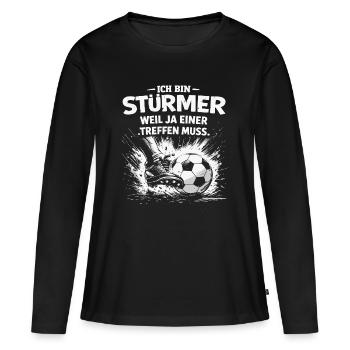 I'm a striker – because someone has to score - Women's Premium Organic Long Sleeve Shirt - black - Front - Julia (174cm)