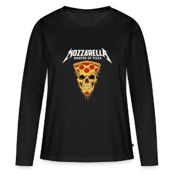 Mozzarella Masters Of Pizza Blague drôle sur le fromage - T-shirt manches longues Premium bio Femme - noir - Devant - Julia (174cm)