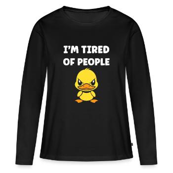 Marre gens canard cartoon - T-shirt manches longues Premium bio Femme - noir - Devant - Julia (174cm)