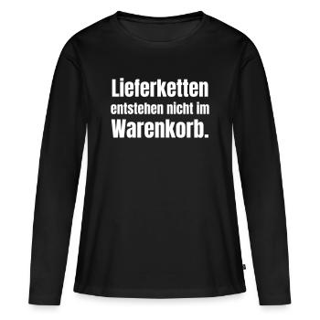 Les chaînes d’approvisionnement ne se situent pas dans le panier d’achat - T-shirt manches longues Premium bio Femme - noir - Devant - Julia (174cm)