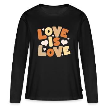 L’amour, c’est l’amour Lettres pastel - T-shirt manches longues Premium bio Femme - noir - Devant - Julia (174cm)