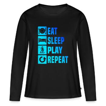 Œuvres modernes de floorball - T-shirt manches longues Premium bio Femme - noir - Devant - Julia (174cm)