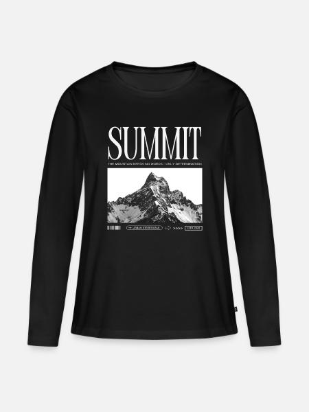 Summit - Berggipfel Berggrafik - Frauen Premium Bio Langarmshirt - Schwarz
