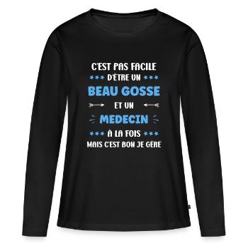 Medecin - T-shirt manches longues Premium bio Femme - noir - Devant - Julia (174cm)